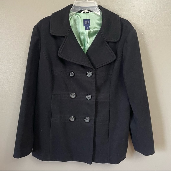 GAP Black Virgin Wool Blend Vintage Women’s Peacoat Size XL black Y2K - Picture 1 of 11